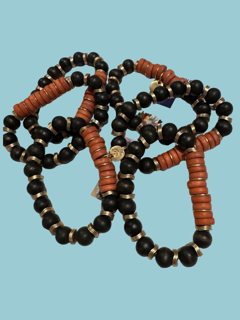 Plunder Handcrafted Black and Brown Beaded Stretch Bracelet Set you get 6
